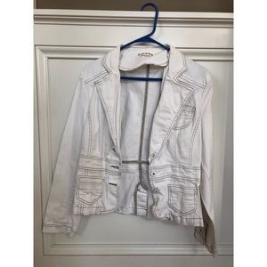 Women White Denim Jacket L